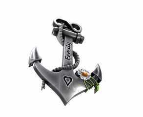 heavy iron anchor in seafaring 3D rendering © vadarshop