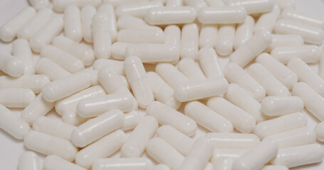 Stack of medicine on table