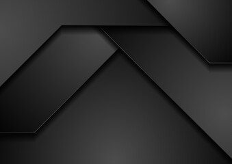 Black monochrome abstract technology corporate background. Futuristic geometry vector design