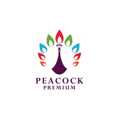 vector abstract illustration and religion peacock logo design 