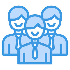 Teamwork blue outline icon