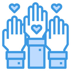 Teamwork blue outline icon