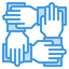 Teamwork blue outline icon