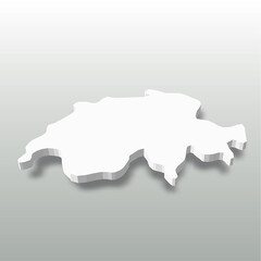 Fototapeta premium Switzerland - white 3D silhouette map of country area with dropped shadow on grey background. Simple flat vector illustration.