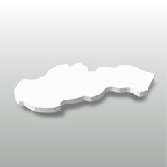 Slovakia - white 3D silhouette map of country area with dropped shadow on grey background. Simple flat vector illustration.