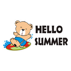 hello summer illustration with cartoon character