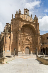 Fototapeta na wymiar Detailed view at the San Esteban Convent front facade, gothic Plateresque style, Salamanca downtown