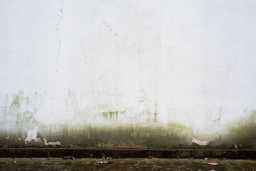 Fototapeta premium Old white wall with traces of mold on the facade