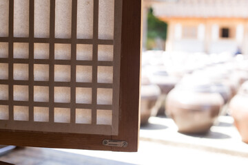 Traditional Korean Architecture hanok. Korean Style Window.