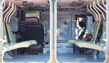 The interior of the interior space of an infantry fighting vehicle.