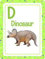 Alphabet flashcard with letter D for Dinosaur
