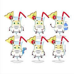 A picture of pina colada cartoon design style keep staying healthy during a pandemic