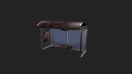 The old bloody bus stop. Witches. Death. Horror. 3d-illustration 3d-rendering