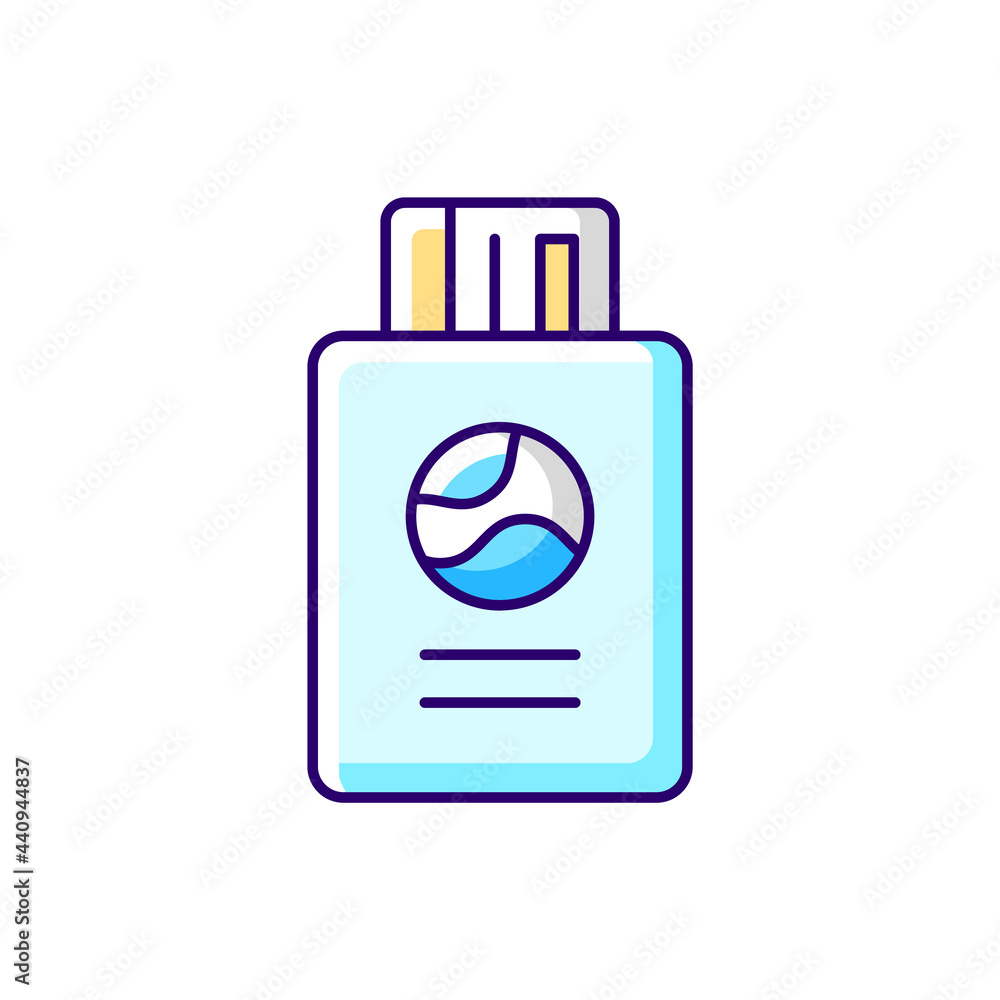 Poster passport with tickets rgb color icon. citizen document with pass for flight. traveller amenity. esse