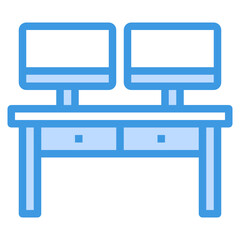 Desk blue outline icon