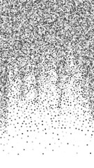 Silver glitter luxury sparkling confetti. Scattered small gold particles on white background. Enchanting festive overlay template. Curious vector background.