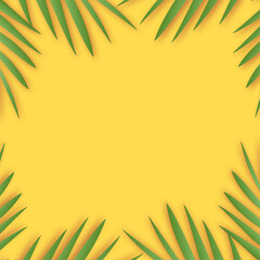Summer background with shadow of tropical leaves. Vector