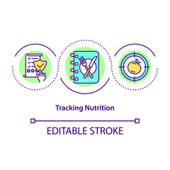 Tracking nutrition concept icon. Medical recomendations in food. Special diet. Organic meals abstract idea thin line illustration. Vector isolated outline color drawing. Editable stroke