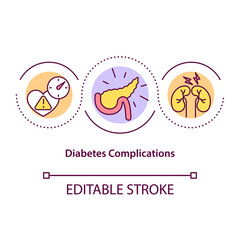 Diabetes complications concept icon. Nervous system problems. Medical help. Symptomps of illness abstract idea thin line illustration. Vector isolated outline color drawing. Editable stroke