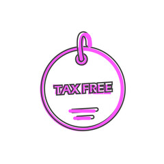 Tax free vector icon on cartoon style on white isolated background.