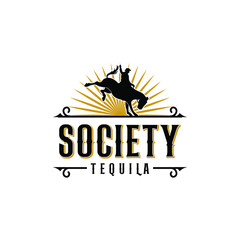 Vintage Society Tequila Texas Horse Jockey Symbol Logo