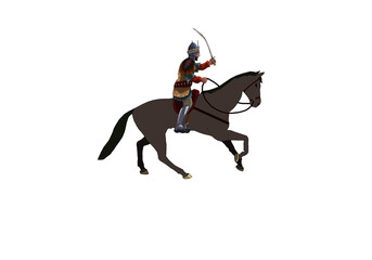 man on the brown horse  with sword