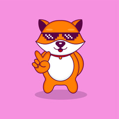 Cute Cat Stylish in Summer Cartoon Vector