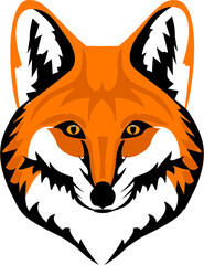 fox mask, muzzle vector, predatory animal, fox logo, animal drawing, sticker with an image of a fox, head of a predator, red ears