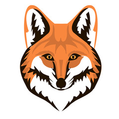 fox mask, muzzle vector, predatory animal, fox logo, animal drawing, sticker with an image of a fox, head of a predator, red ears