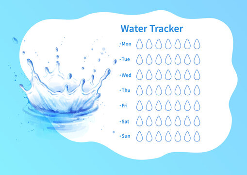 Water tracker with watercolor splash crown
