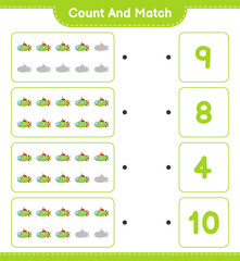 Count and match, count the number of Submarine and match with the right numbers. Educational children game, printable worksheet, vector illustration