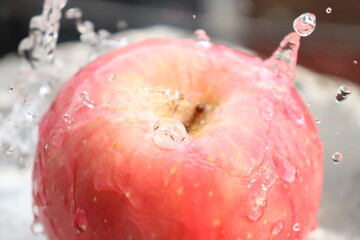 Fresh Apple Splashed wth water