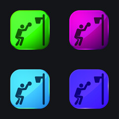 Basketball Player four color glass button icon