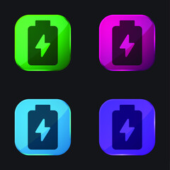 Battery Charge four color glass button icon