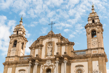 The facade of the church of Saint Dominic in historic center of Palermo, Sicily, Italy