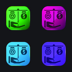 Balance four color glass button icon