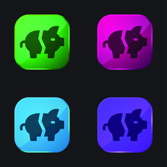Bankrupt four color glass button icon