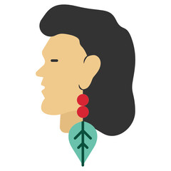 native american indian man wearing earring Concept Vector color Icon Design, Vintage American culture and traditions Symbol, United States Social Sign, US Arts and literature Stock illustration