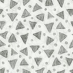 Seamless hand drawn pencil sketch pattern for surface print. High quality illustration. Ornate hand drawn look with lights and shadows and crosshatch texture. Ornate abstract design in perfect repeat.