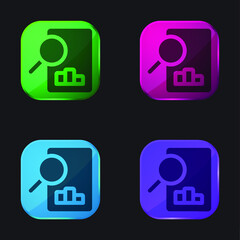 Analysis four color glass button icon