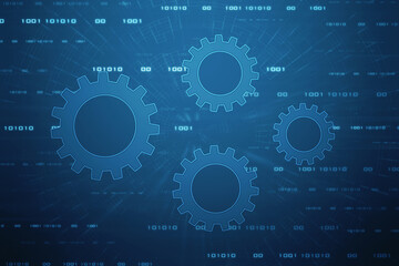 Obraz premium 2d illustration gear Network