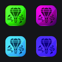 Air Balloon four color glass button icon