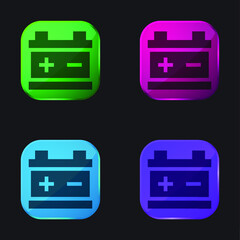 Battery four color glass button icon