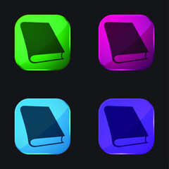 Book For Study Reading four color glass button icon