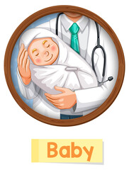Educational English word card of Baby
