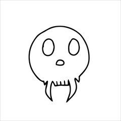 Hand drawn cartoon skull. Funny cartoon skull isolated on white background. Vector illustration.