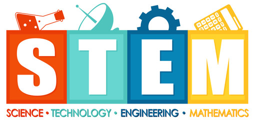 Bannière du logo de l& 39 éducation STEM sur fond blanc