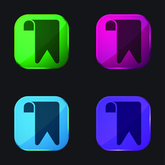 Bookmark four color glass button icon