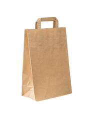 Paper bag with handles isolated on a white background.