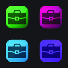 Briefcase four color glass button icon